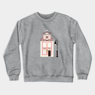 Cute Pink Building Pixel Art Crewneck Sweatshirt